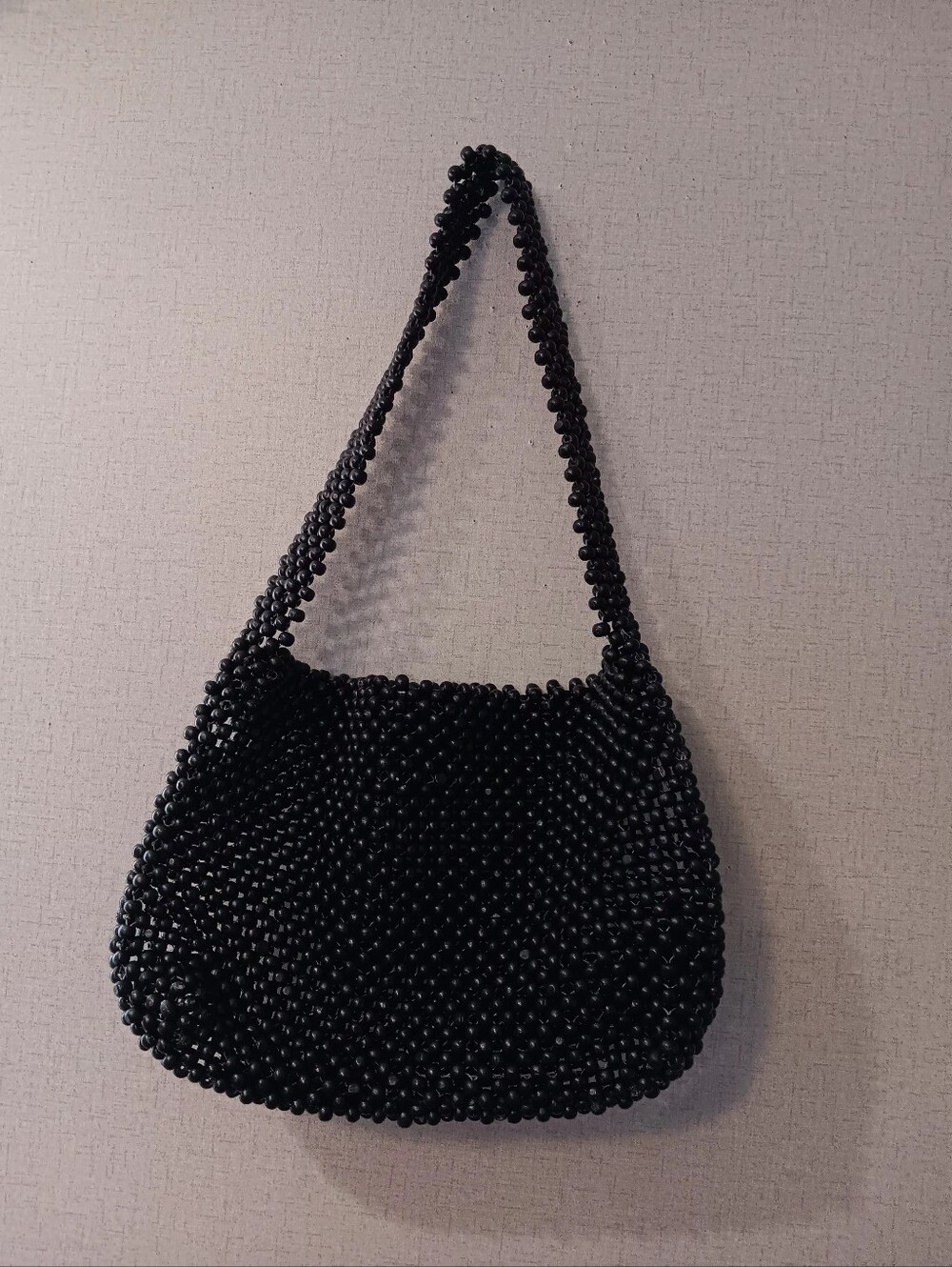 Elegant Black Beaded Shoulder Bag for Women